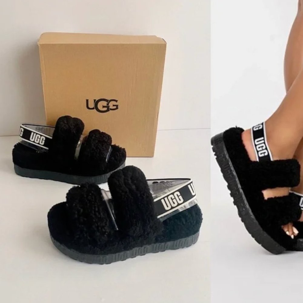 ✨ UGG Oh Fluffita Fur Slide Slingback Sandals Sz 8
